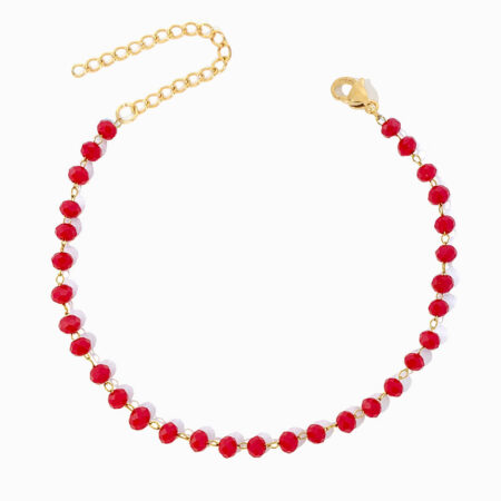 Pulseira de Pé com Cristal Vermelho
